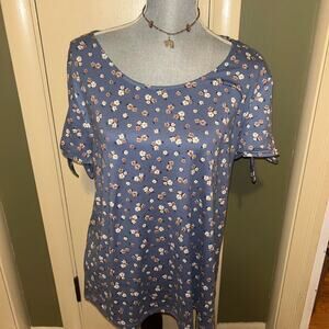 Boho blue floral short sleeve